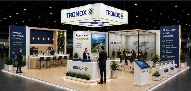 Custom exhibition stand design featuring distinctive architecture and branded presentation by Activteam